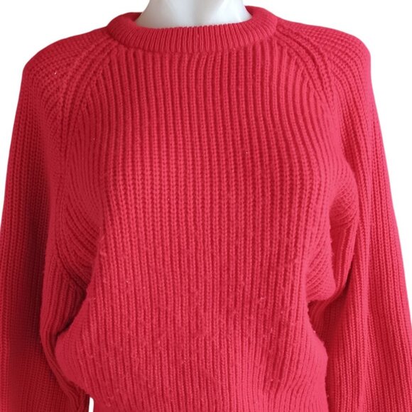 Vintage Medium Women's Crewneck Sweater MP Petite Red Knit 1990's Mommy - Picture 1 of 5
